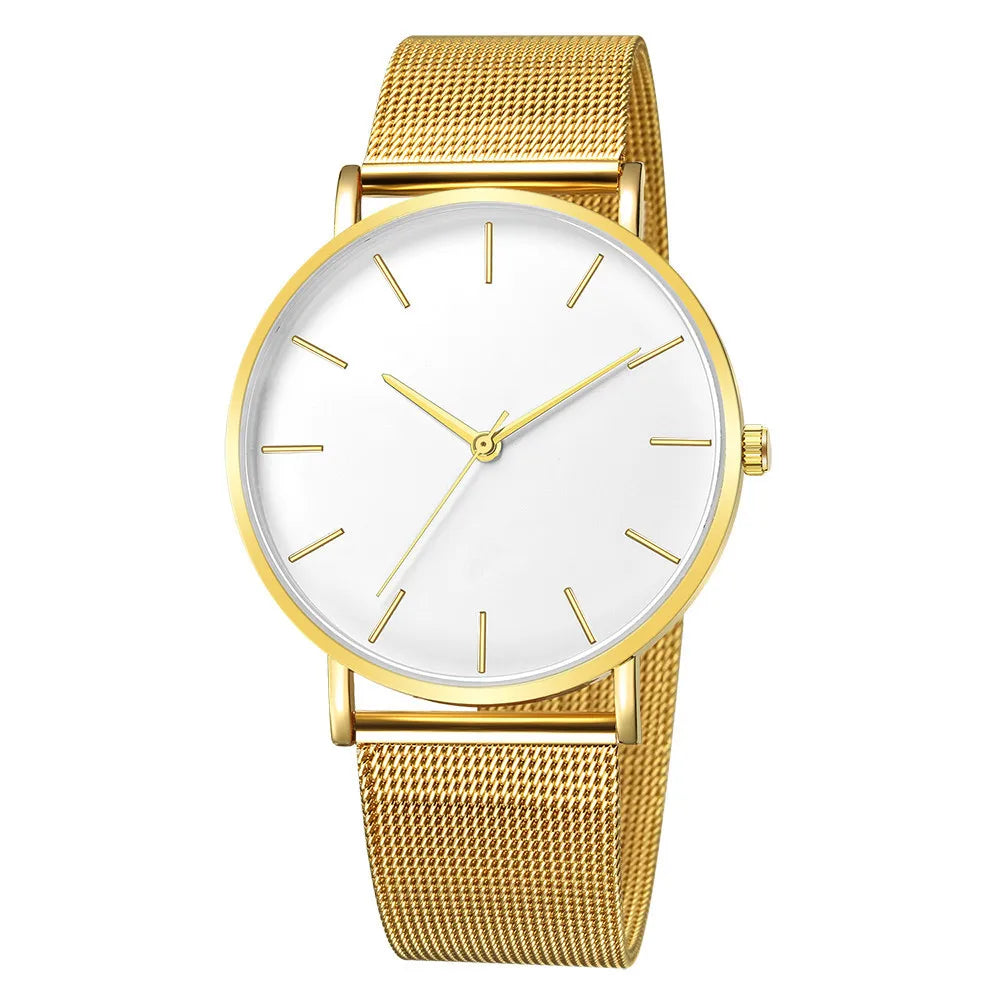 Top Brand Women'S Watches Luxury Metal Mesh Simple Quartz Watches Fashion Elegant Rose Gold Ladies Wristwatch Clock Reloj Mujer