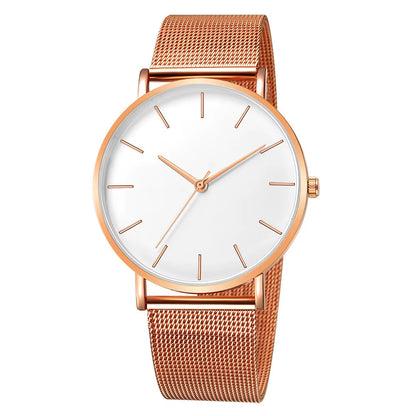 Top Brand Women'S Watches Luxury Metal Mesh Simple Quartz Watches Fashion Elegant Rose Gold Ladies Wristwatch Clock Reloj Mujer