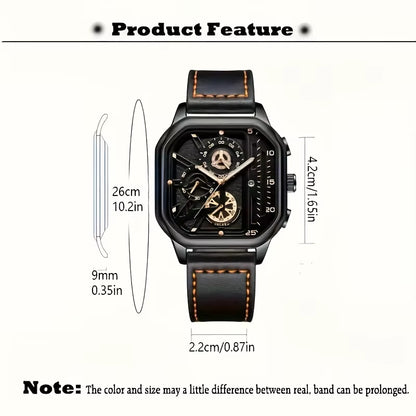 2-Piece Luxury Men'S Leather Strap Quartz Watch Set with Calendar - Perfect Gift for School, Graduation, Men Gift